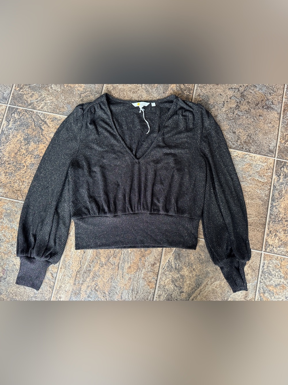 NEW!!! Boden Black Sparkle Cropped Blouson Top- Women’s Size 10